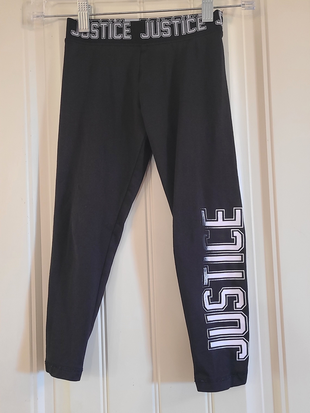 Justice Black Logo Leggings with Side Graphic Size 6